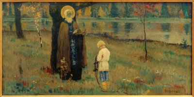 Visioen van de jongen Bartholomeus door Michail Wassiljewitsch Nesterow