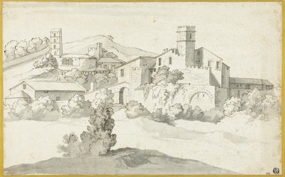 Landschap met een oud kasteel door Michel Ange Houasse