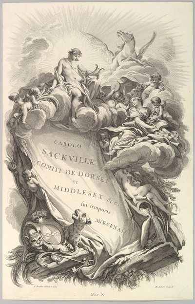 Frontispice voor het graf van Charles Sackville, graaf van Dorset Frontispice voor ..., ca. 1736 door Michel Aubert