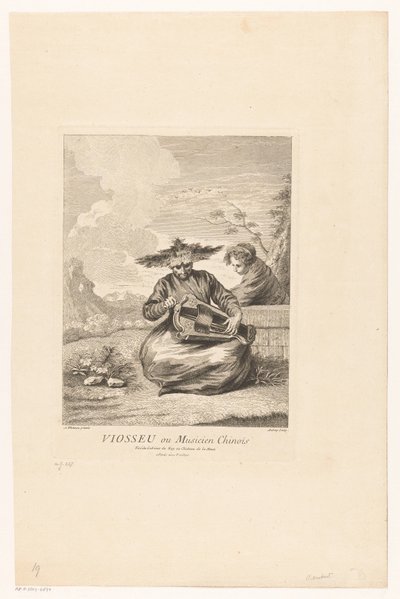 Man in kleermakerszit met draailier door Michel Aubert