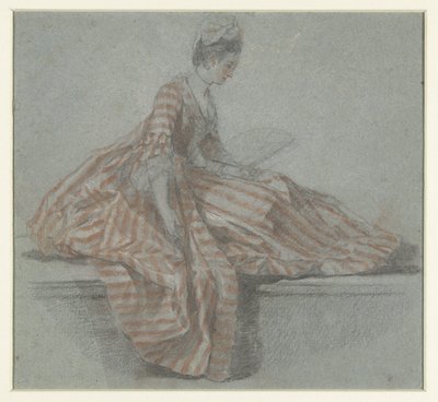 Zittende dame op een balustrade door Michel Barthelemy Ollivier