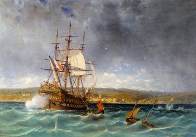 De Veteraan die de haven van Concarneau binnenkomt (detail) door Michel Bouquet