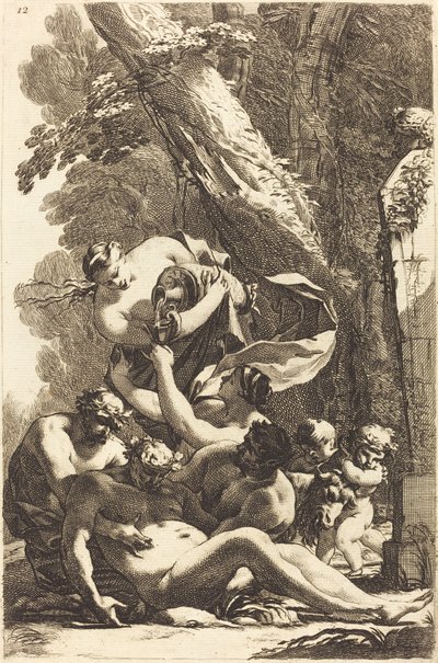 Dronken Silenus Ondersteund door Twee Faunen door Michel Dorigny