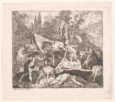 Begraven van de doden door Michel Francois Dandre Bardon