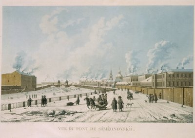 De Semyonovsky-brug in Sint-Petersburg, 1813 door Michel Francois Damam Demartrait