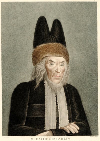 Portret van David Sintzheim, 1800s door Michel François Damame Demartrais