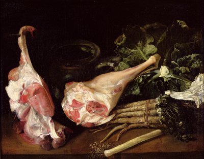 Keukentafel, Stilleven door Michel Honore Bounieu