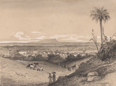 Dorp Arima en Mount Tamana door Michel Jean Cazabon