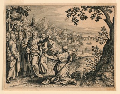 Christus geneest de dochter van de vrouw uit Kanaän door Michel Lasne