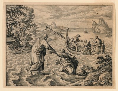 Christus loopt op de zee door Michel Lasne