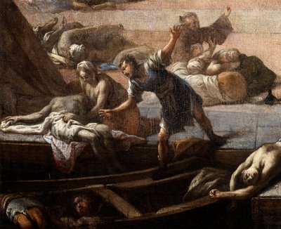 Uitzicht op het stadhuis (van Marseille) tijdens de pest van 1720 door Michel Serre