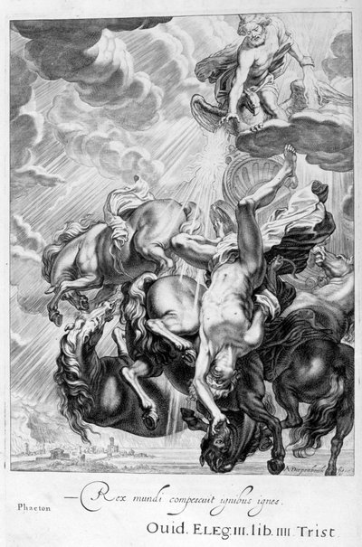 Phaeton neergeslagen door Jupiters bliksemschicht, 1655 door Michel de Marolles