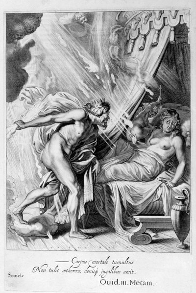 Semele wordt verteerd door Jupiters vuur, 1655 door Michel de Marolles