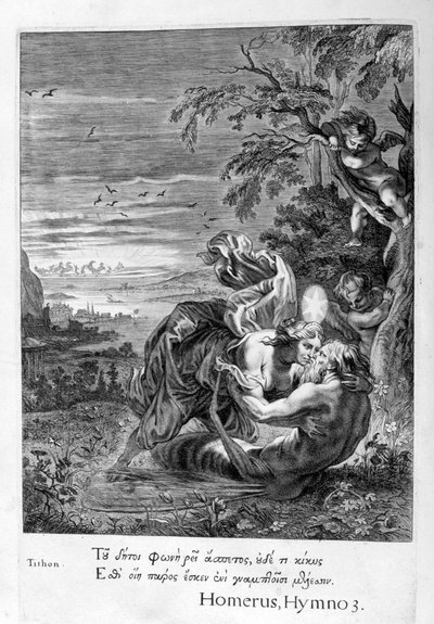 Tithonus, geliefde van Eos, veranderd in een sprinkhaan, 1655 door Michel de Marolles