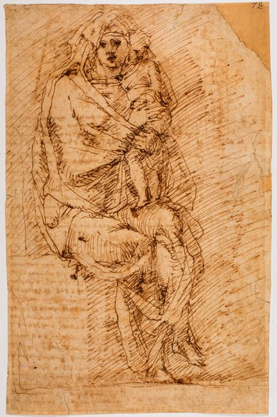 Madonna en Kind door Michelangelo (after) Buonarroti