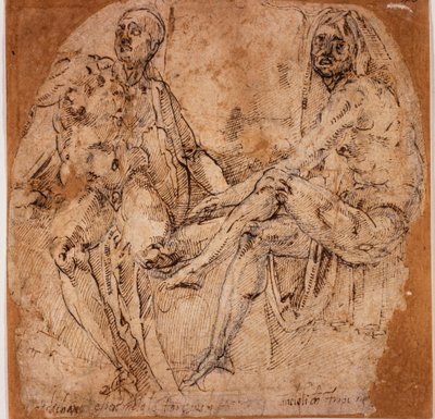 Studies van naakten door Michelangelo (after) Buonarroti
