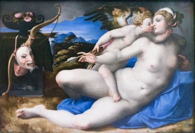 Venus en Cupido (naar Michelangelo Buonarroti) door Michelangelo (after) Buonarroti