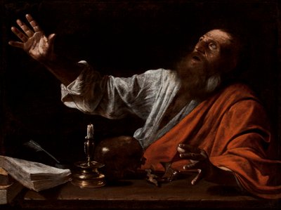 De Visie van Sint Hiëronymus door Michelangelo (follower of) Caravaggio