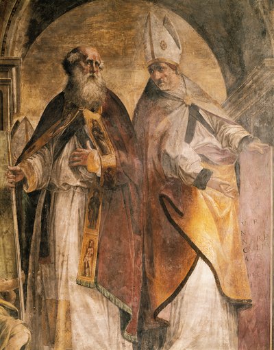 Anthony en Cirillo, detail van Vaders en Doktoren van de Kerk door Michelangelo Anselmi