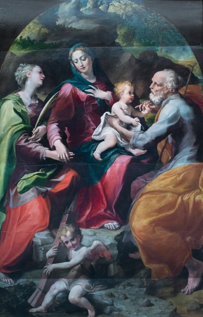 Madonna met Kind en st Barbara, c.1530 door Michelangelo Anselmi