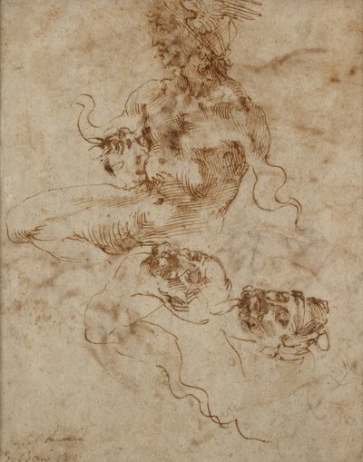 Een Figuur die lijkt op een Triton, c1490-1560 door Michelangelo Buonarroti