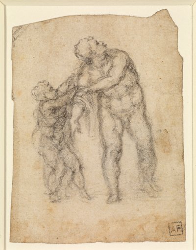 Aeneas en een Kind (recto) door Michelangelo Buonarroti