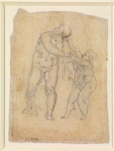 Aeneas en een Kind (verso) door Michelangelo Buonarroti