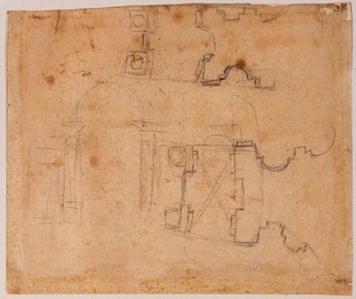 Architecturale elevatie en plandetails van San Giovanni dei Fiorentini door Michelangelo Buonarroti