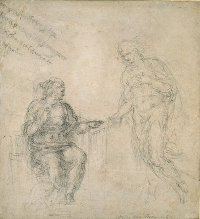 Christus neemt afscheid van zijn moeder na de opstanding door Michelangelo Buonarroti