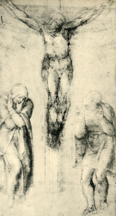 Christus aan het kruis tussen de Maagd en Sint Jan door Michelangelo Buonarroti