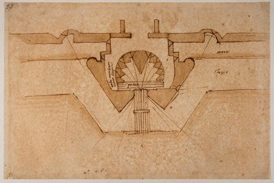 Ontwerp voor een bastion voor een poort door Michelangelo Buonarroti