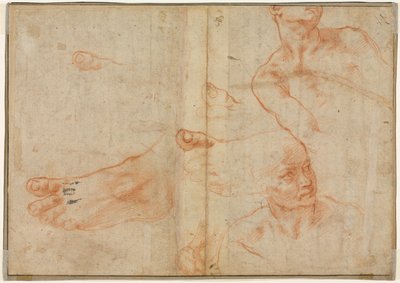 Figurenstudies voor het plafond van de Sixtijnse Kapel, verso, 1510-11 door Michelangelo Buonarroti