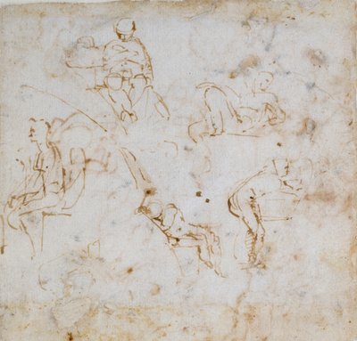 Vijf Kleine Figurenstudies door Michelangelo Buonarroti