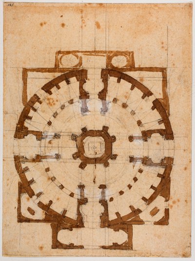 Plattegrond voor San Giovanni dei Fiorentini door Michelangelo Buonarroti
