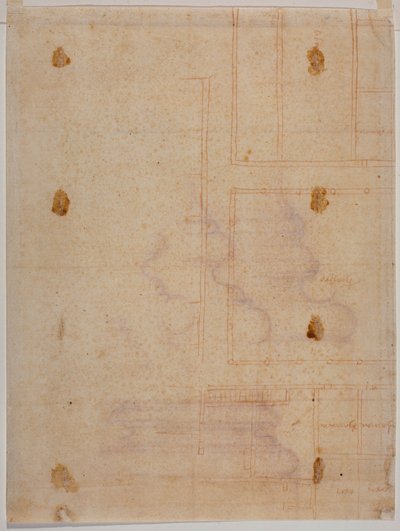 Fragmentarisch vloerplan van het klooster van San Lorenzo door Michelangelo Buonarroti