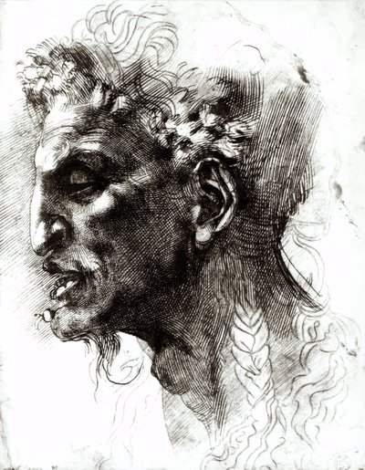 Hoofd van een sater door Michelangelo Buonarroti