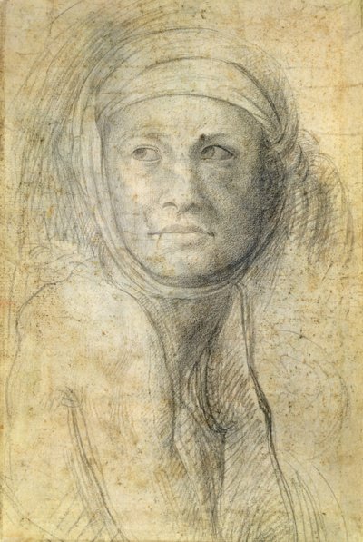 Hoofd van een vrouw door Michelangelo Buonarroti