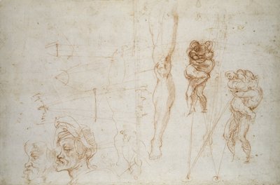 Hercules en Antaeus en andere studies door Michelangelo Buonarroti