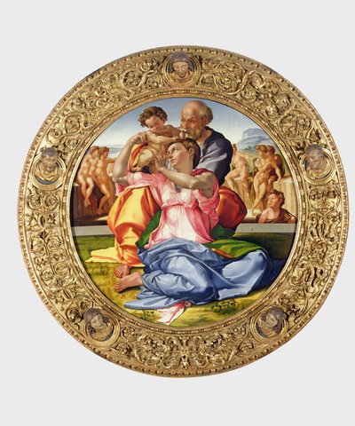 Heilige Familie met St. Johannes (Doni Tondo), 1504-05 door Michelangelo Buonarroti
