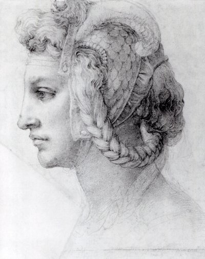 Ideaal hoofd van een vrouw, c.1525-28 door Michelangelo Buonarroti
