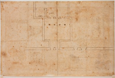 Fragmentarisch plan van San Silvestro in Capite door Michelangelo Buonarroti