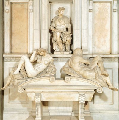 Italië, Florence, Nieuwe Sacristie in de Medici-kapel van de Basiliek van San Lorenzo in Florence (UNESCO-werelderfgoed) door Michelangelo Buonarroti