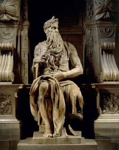Italië, Rome, Basiliek van Sint-Pieter, Mozes, detail van het graf van Julius II, circa 1515 door Michelangelo Buonarroti