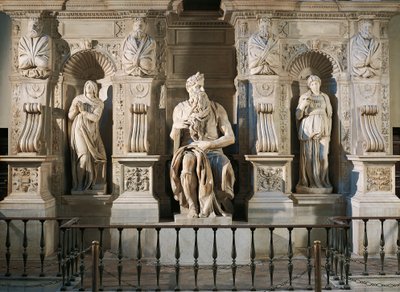Italië, Rome, Basiliek van Sint-Pieter, Rachel, Mozes en Leah, detail van het graf van Julius II, circa 1515, door Michelangelo (1475-1564) door Michelangelo Buonarroti