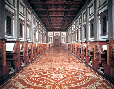 Laurentiaanse Bibliotheekhal, architect Michelangelo, Florence, Italië door Michelangelo Buonarroti