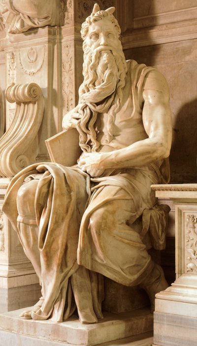 Mozes, (detail) door Michelangelo Buonarroti