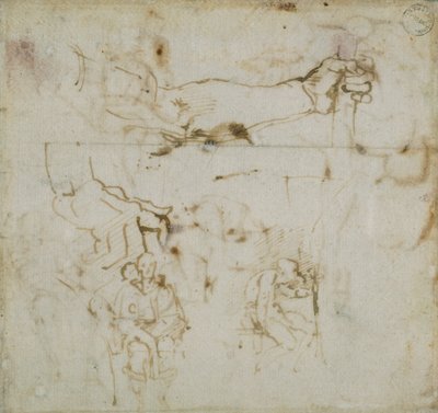 Pagina uit een Schetsboek, ca. 1490-1560 door Michelangelo Buonarroti