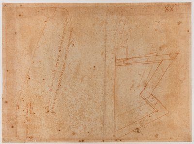 Plan van muren nabij de Poort naar St. Pier Gattolini door Michelangelo Buonarroti