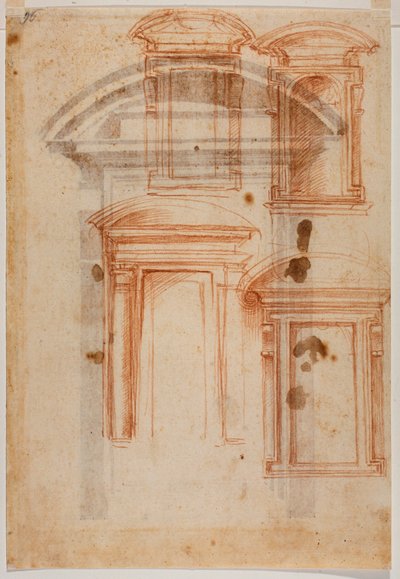 Portaalstudie voor de Laurentiaanse Bibliotheek door Michelangelo Buonarroti