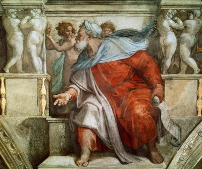 Profeten en Sibyllen: Ezechiël Sixtijnse Kapel plafond in het Vaticaan, 1508-1512 door Michelangelo Buonarroti